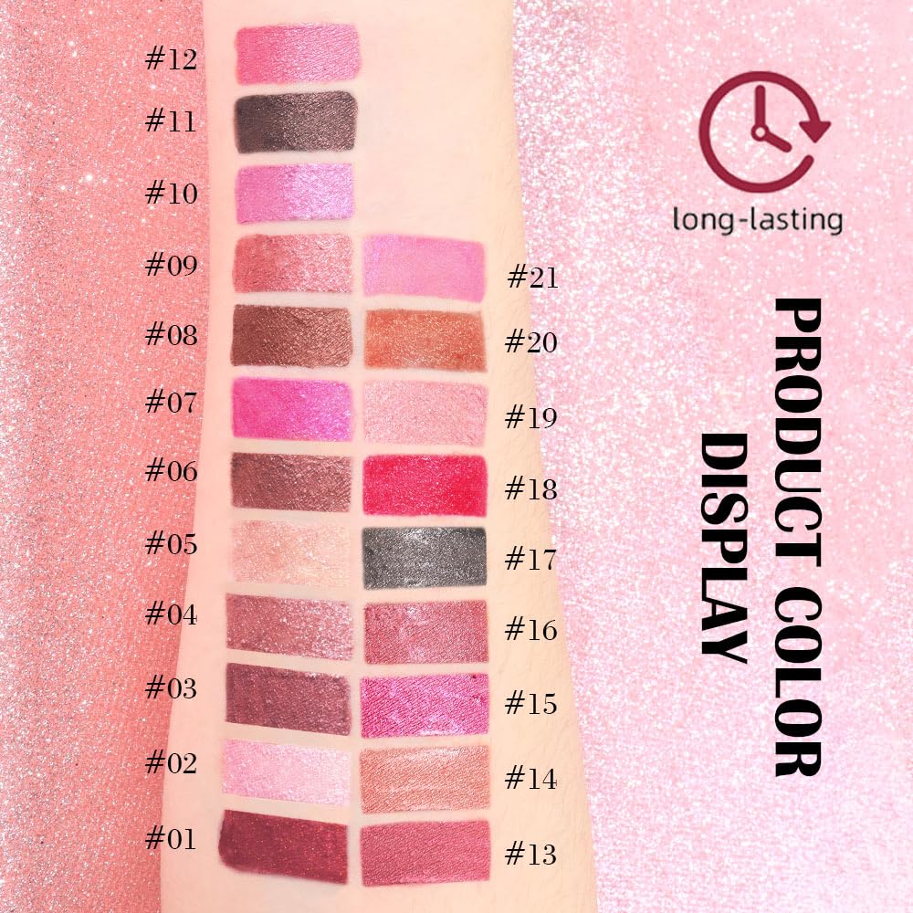 evpct Mauve Pink Metallic Glitter Lip Liner and Lipstick Combo Lip Gloss Stain Set Makeup for Women