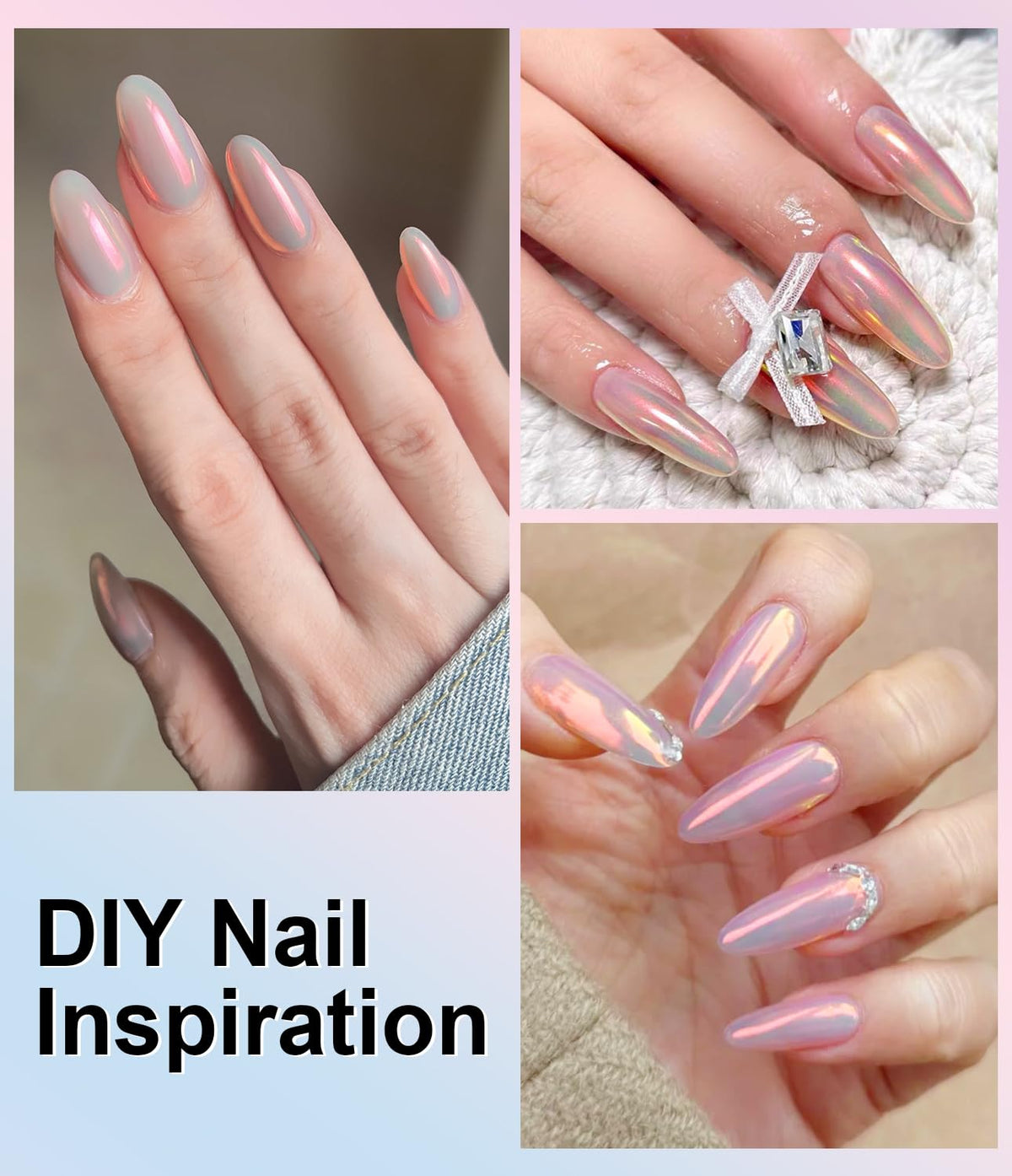 Upgrade Orange Chrome Nail Powde: 1Pcs Glazed Magic Mermaid White Chrome Nail powder,Aurora