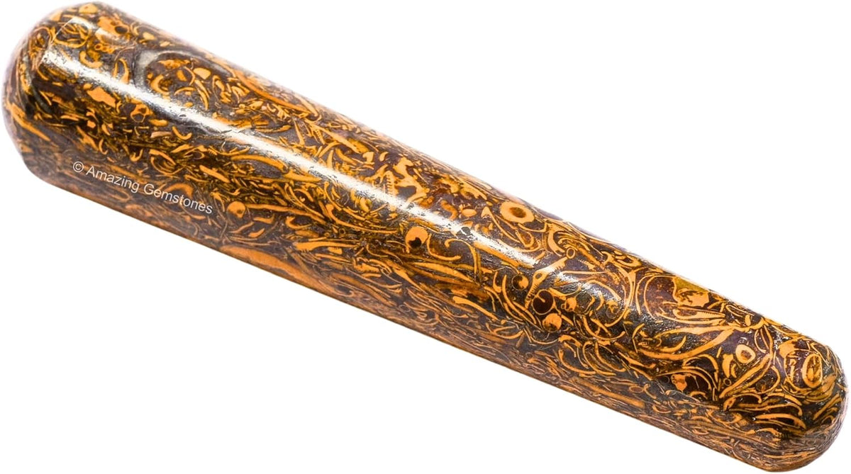 Amazing Gemstone Mariyam Jasper Crystal Wand Massage Stick - Pelvic Wand Gua Sha for Adults