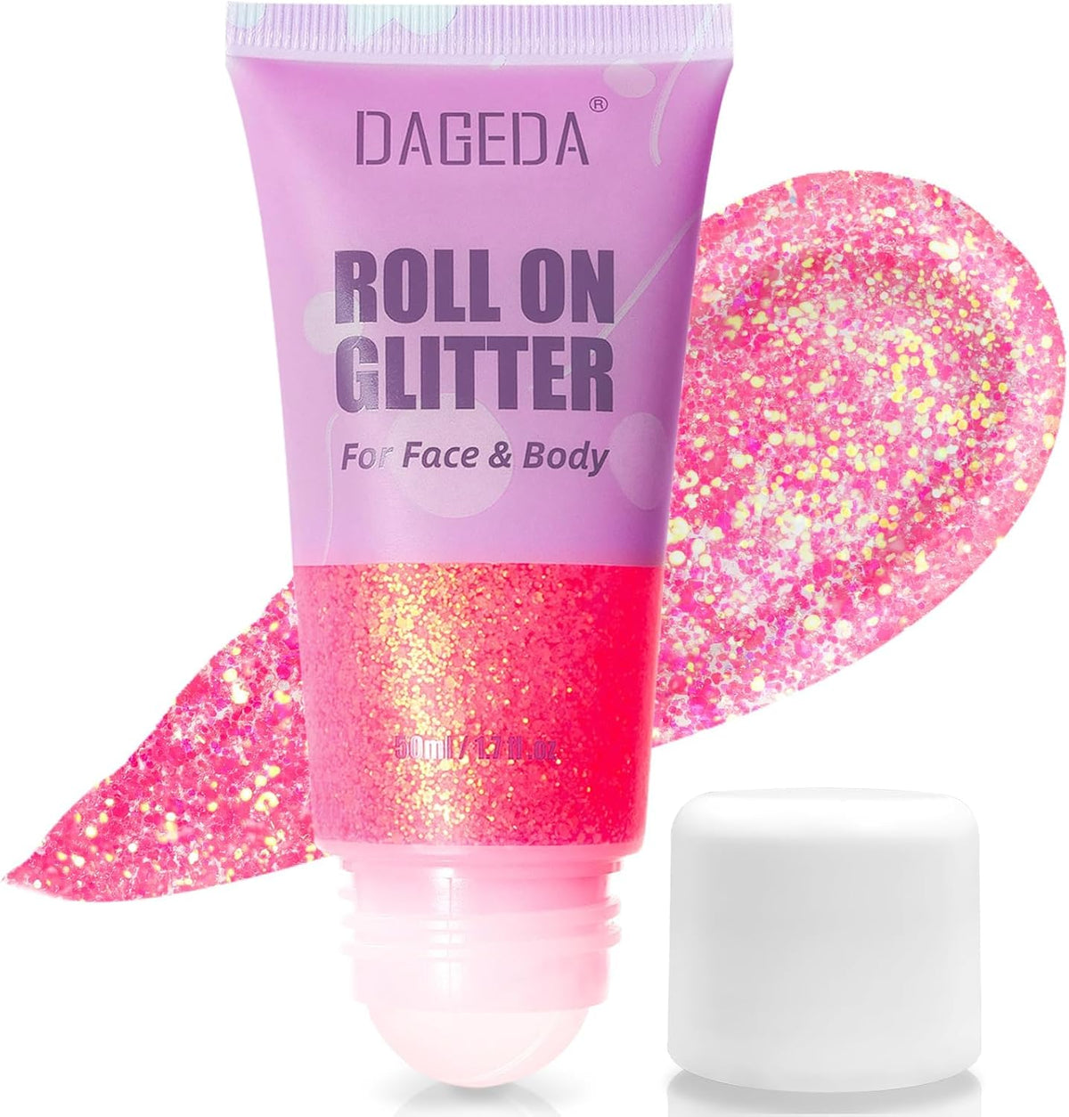 DAGEDA Roll-on Body Glitter,Holographic Eye Face Hair Glitter Gel for Festival Outfit Mermaid