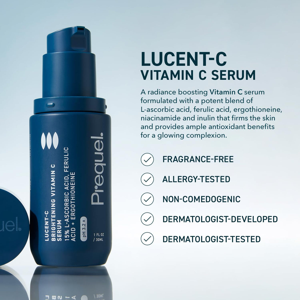 Skin Lucent-C, Vitamin C Serum for Face. Professional Facial L-Ascorbic Acid, Ferulic Acid Formula