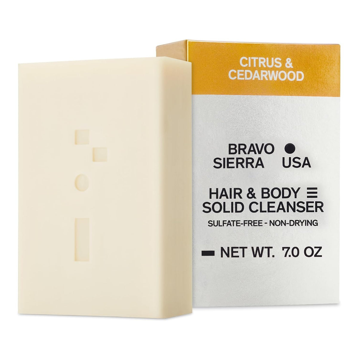 Bravo Sierra All-In-One Shampoo & Face Soap Bar - Citrus & Cedarwood, Coconut, Shea Butter and Oat
