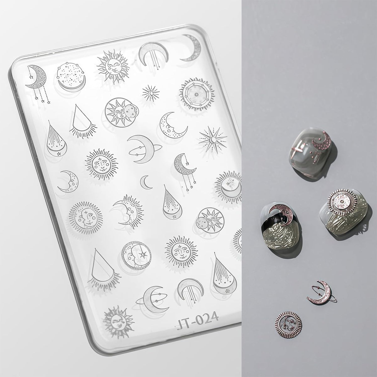 Nail Art Silicone Template, Sun and Moon Nail Decoration Silicone 3D Nail Art Carving Templates for
