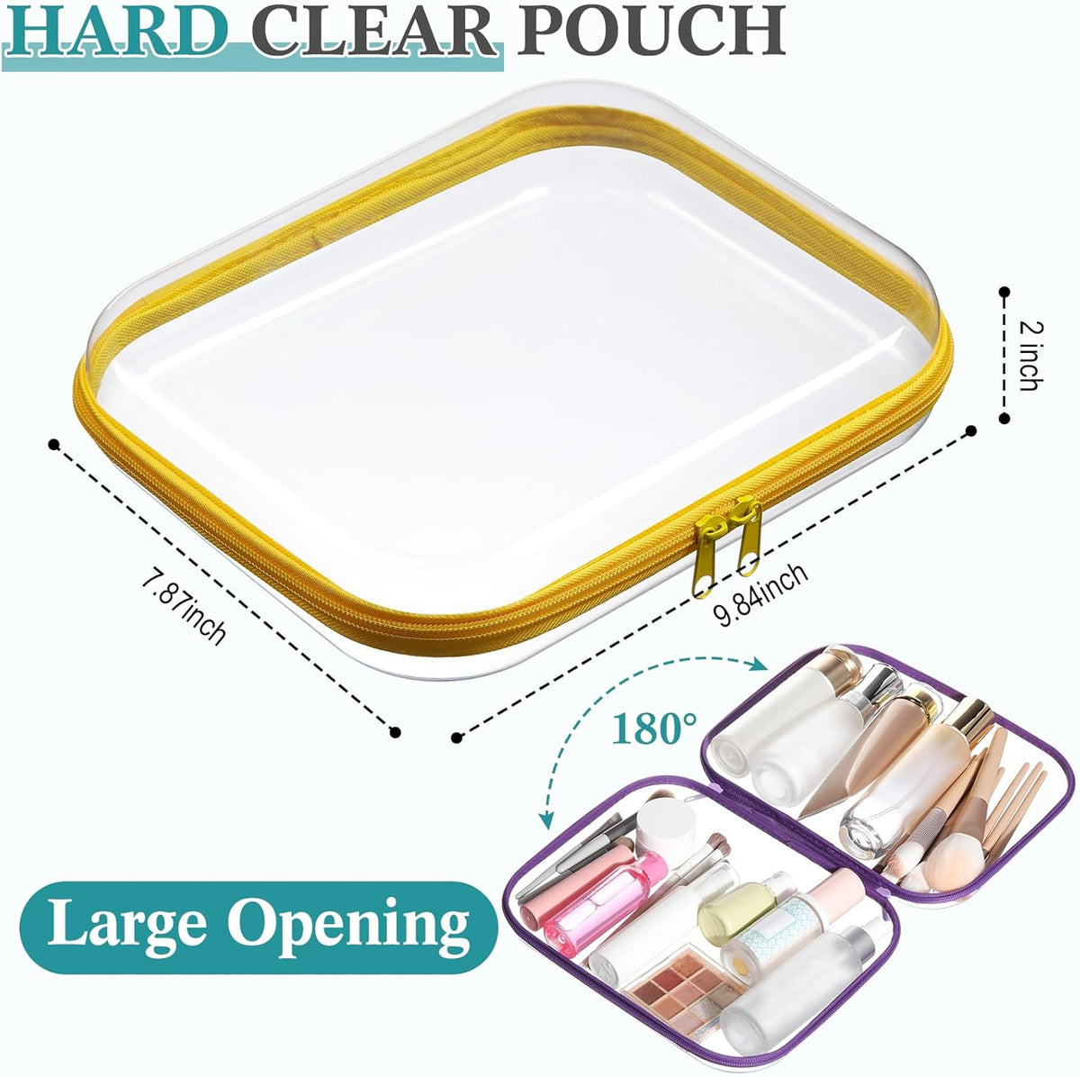 Sanwuta 6 Pcs Clear Hard Zipper Case Pencil Pouches Hard Plastic Zipper Pouches Makeup Bag