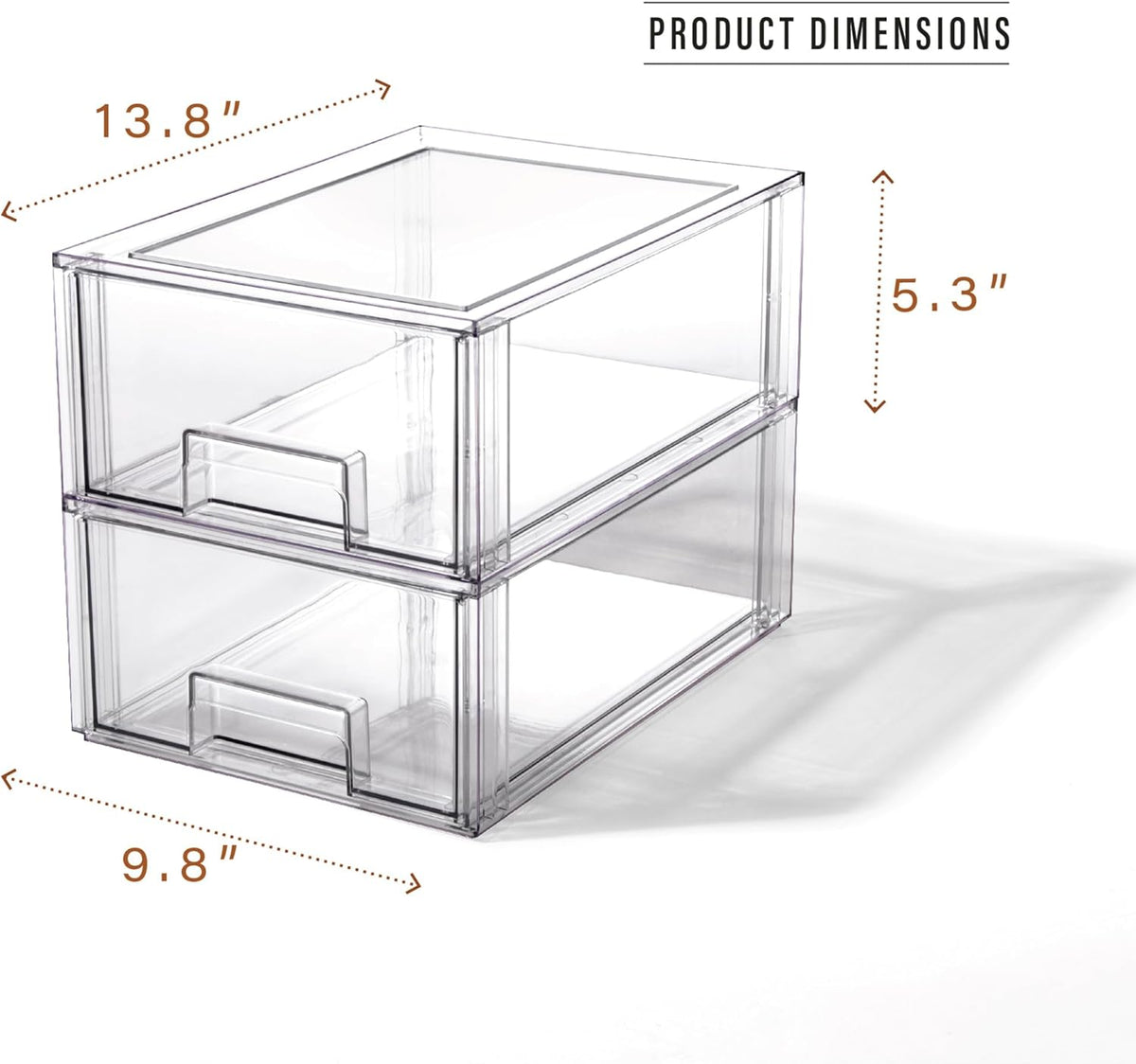 BINO | Stackable Storage Drawers, Large - 2 Pack, Clear | THE CRATE COLLECTION | Storage Bins With