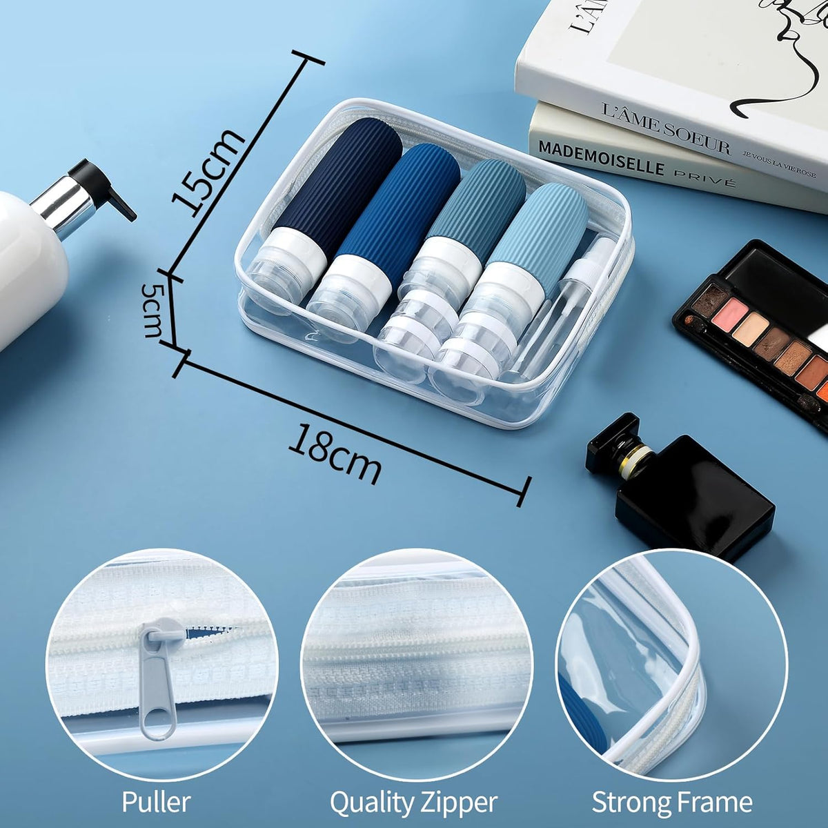 16 Pack Travel Bottles Set, TSA Approved Leak Proof Silicone Squeezable Containers for Toiletries