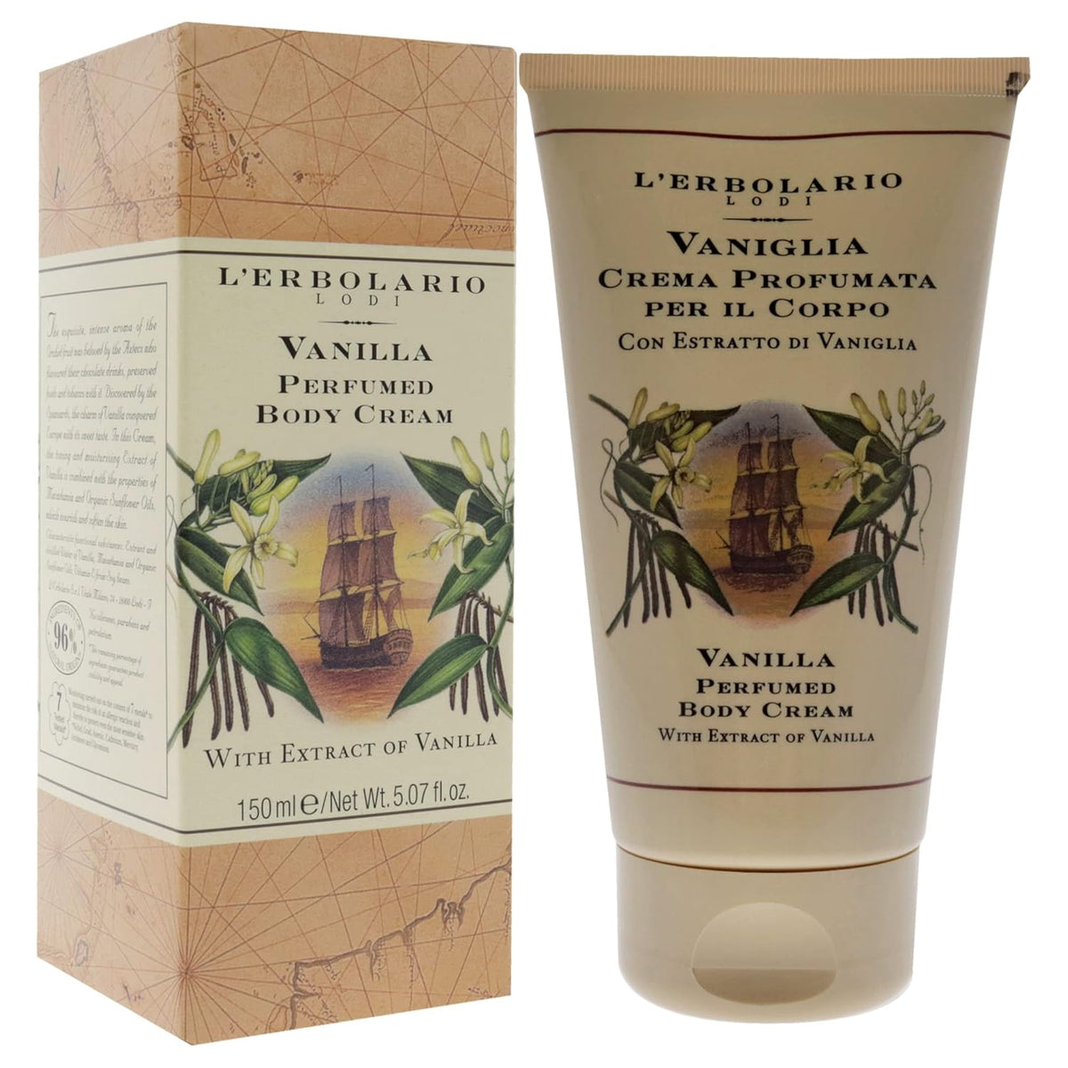 L'Erbolario Vanilla Perfumed Body Cream - Long Lasting Scented Body Cream for Women - Perfume