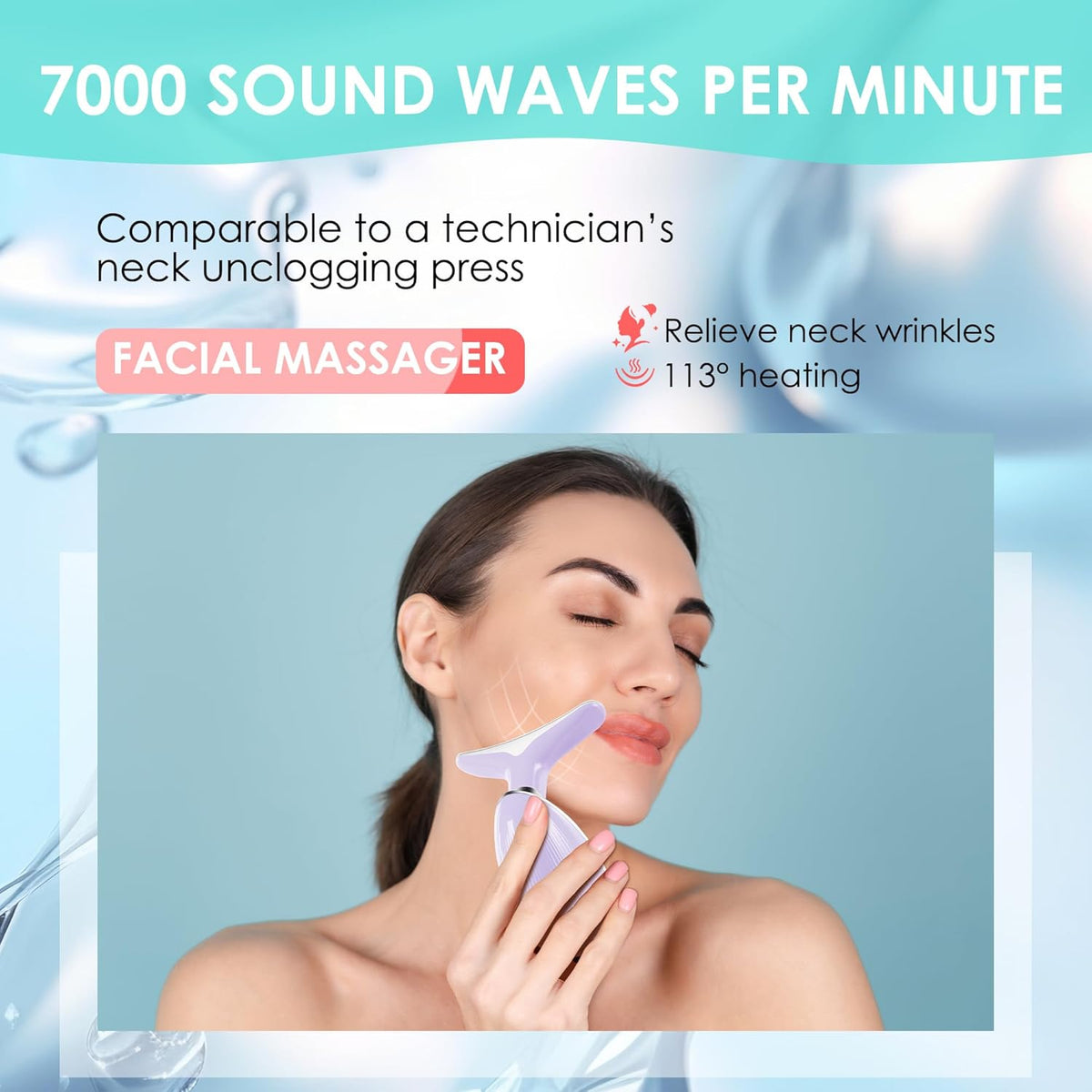 Facial Massager Red-Light-Therapy-for-Face and Neck, Face 𝖲 culpting Wand with 7 Color (Light