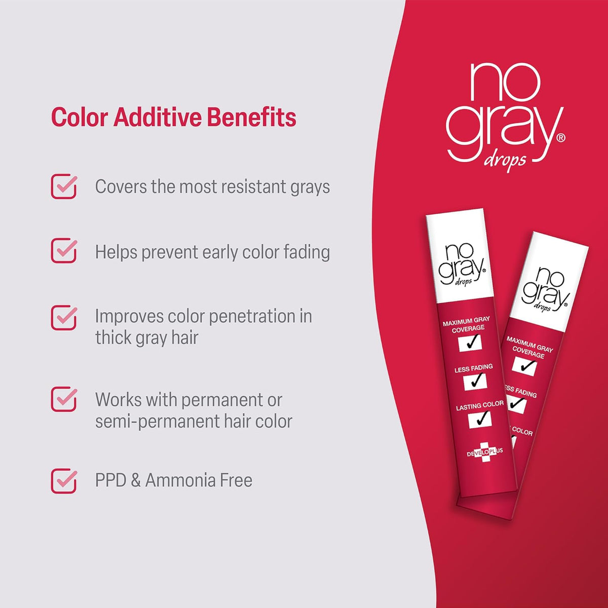 No Gray Color Drops, 2 Pack, Cover Gray Hair, Prevent Premature Color Fade, and Extend Time Between