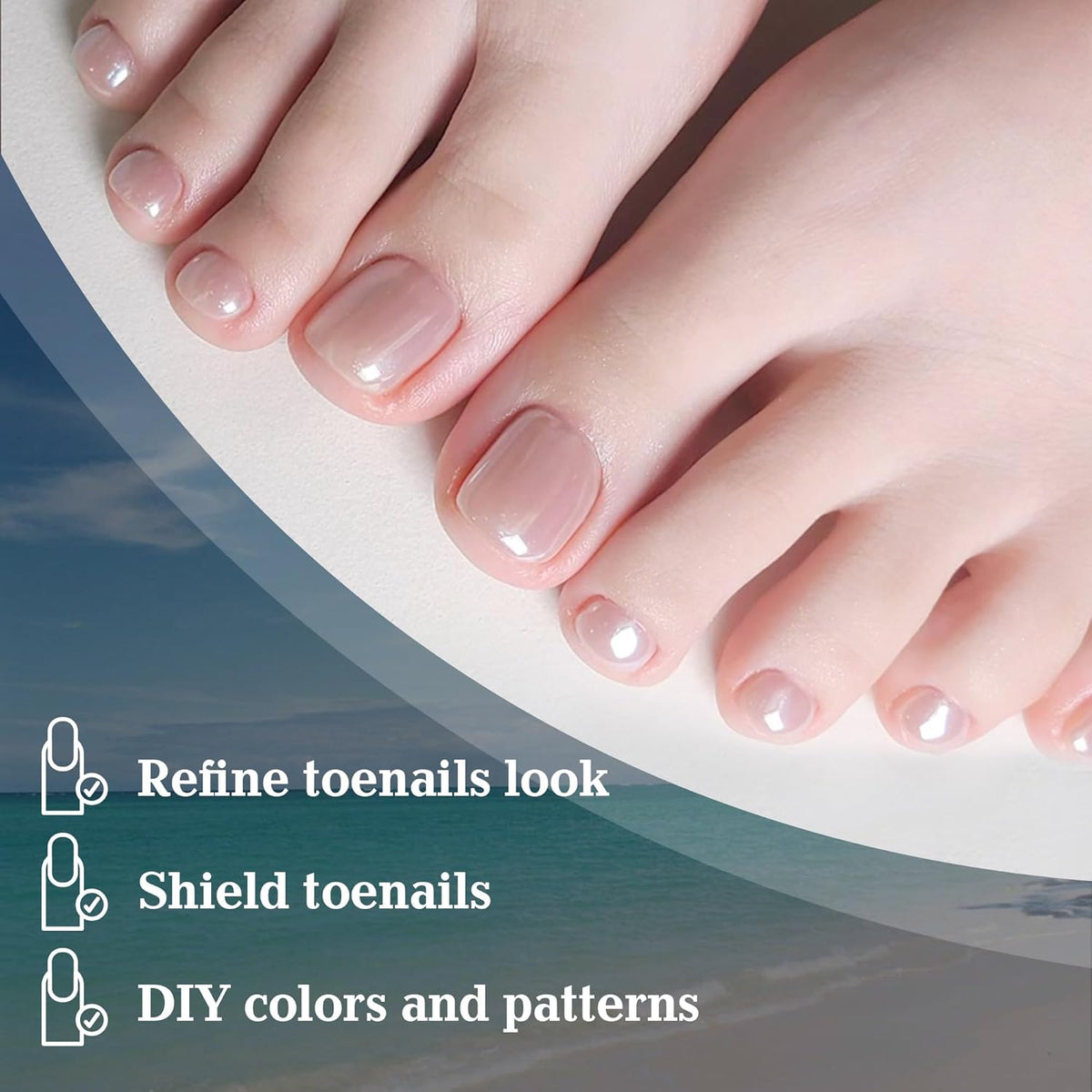 UNA GELLA Toe Nail Tips 504Pcs Short Square False Soft Gel Full Cover Fake Toe Nails Matte Toe