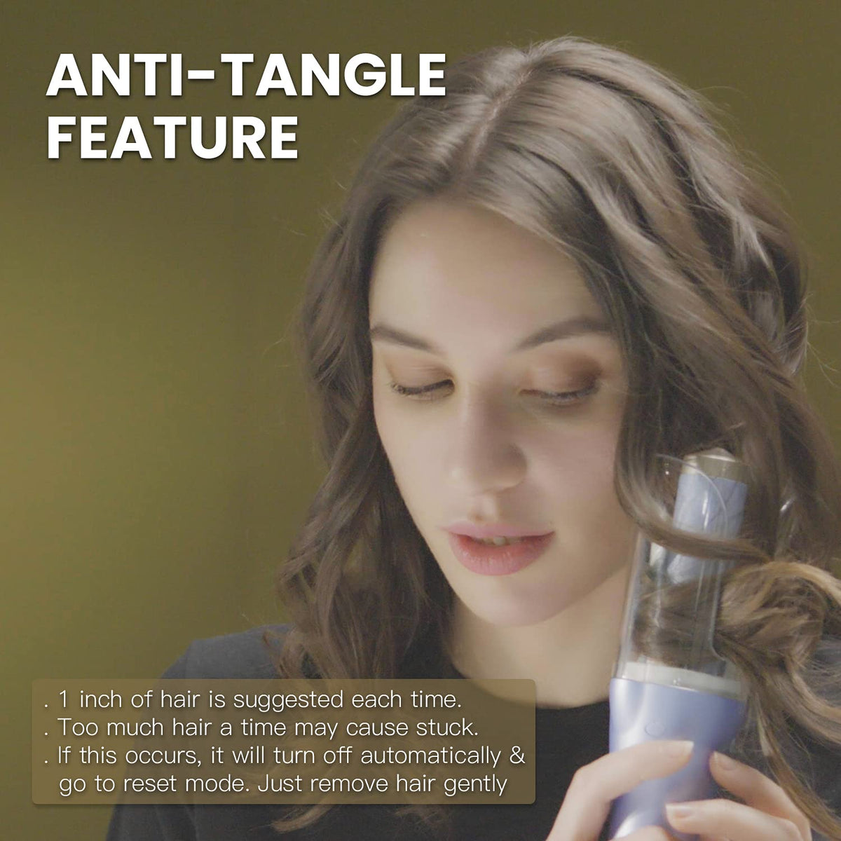 LENA Geniecurl Auto Hair Curler Ion Wrap Transparent Curling Wand with 1" Ceramic Ionic Barrel and