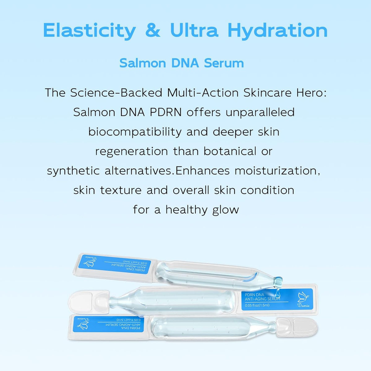 Salmon DNA PDRN Anti-Aging Serum, 5000ppm Salmon Egg DNA Ampoule, 2000ppm Collagen, Glutathione