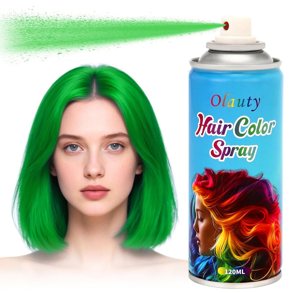 Temporary Hair Dye Spray For Kids Women Men,Washable One-Time Use Hair Color Wax, Green Hair Spray