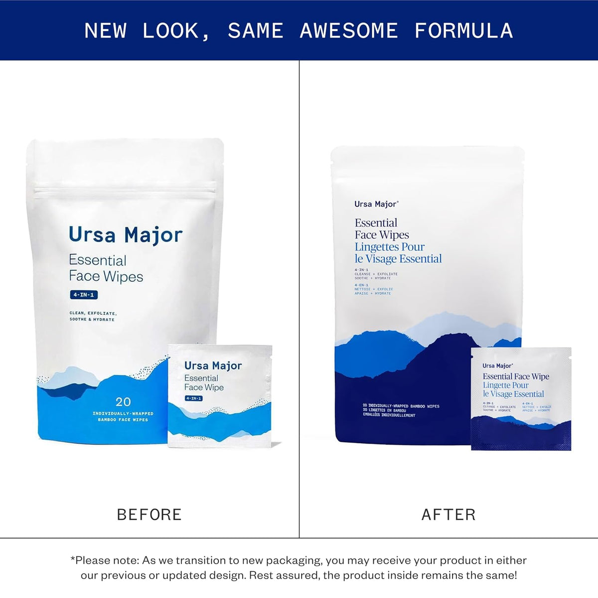 Ursa Major Essential Face Wipes | Natural, Biodegradable, Cruelty-Free | Cleanse, Exfoliate, Soothe