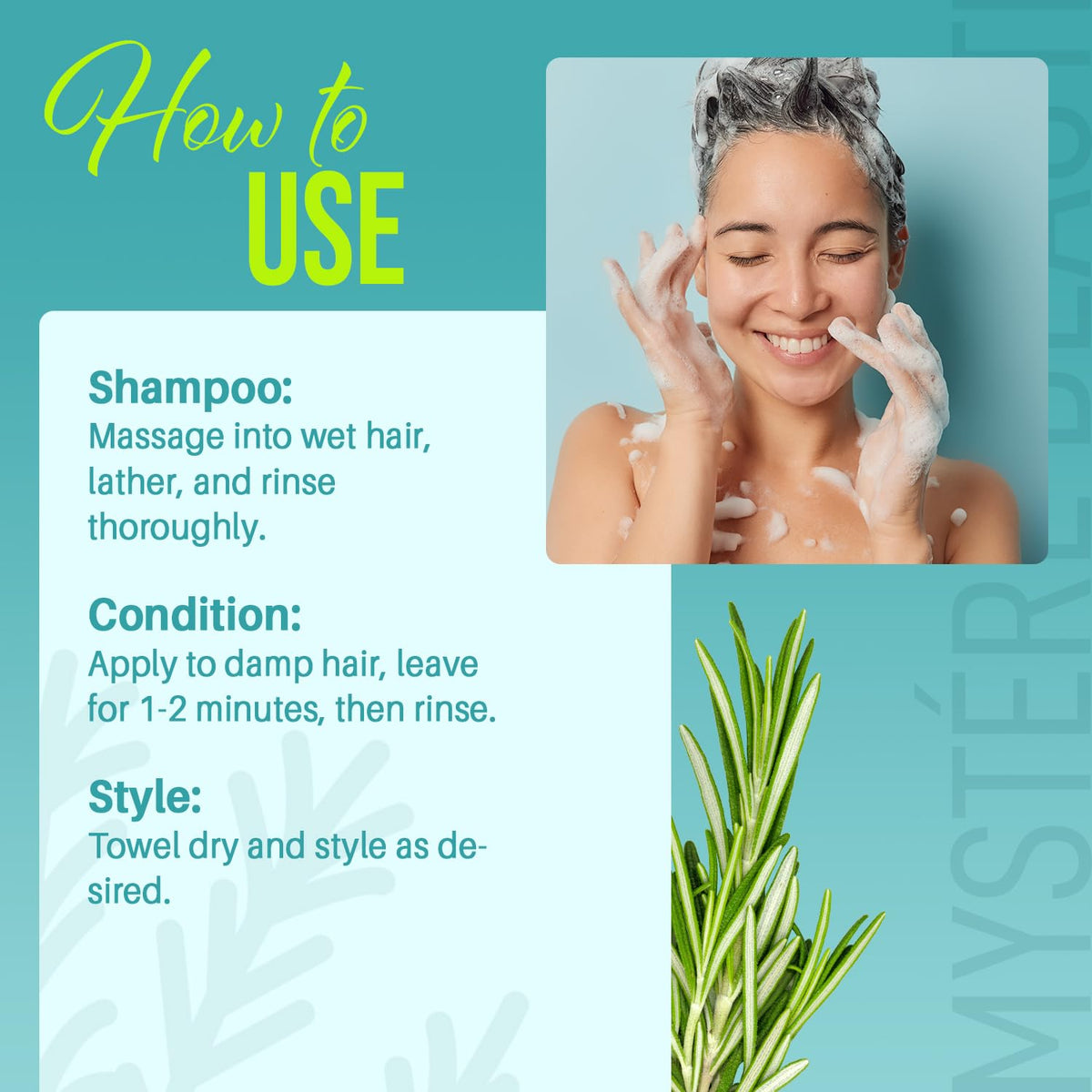 MYSTÈRE BEAUTÉ Rosemary Chelating Shampoo and Conditioner Set – Sulfate Free Hard Water Hair Care