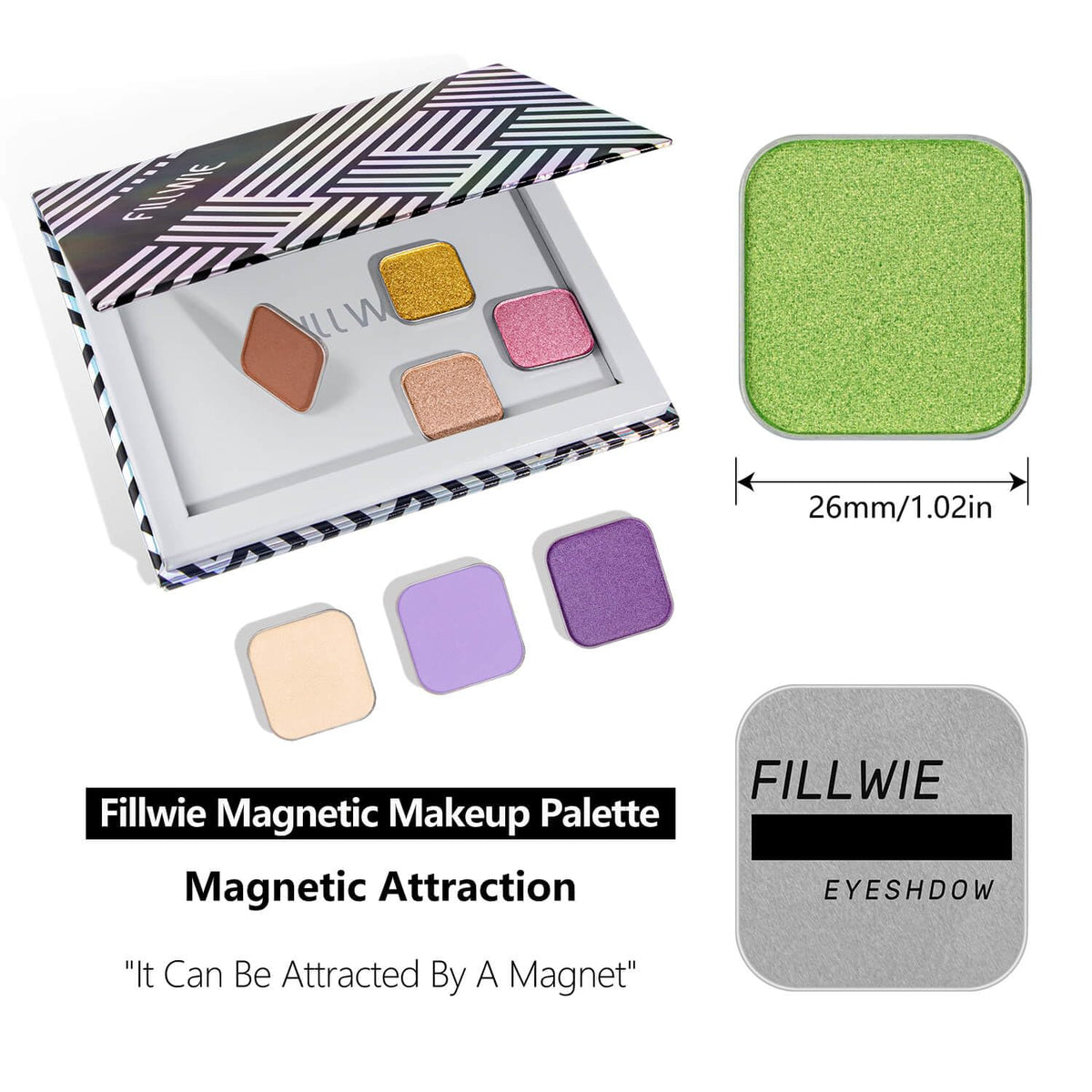 Shimmer Single Eyeshadow Fresh Light Green with Soft Glow Finish, Blendable Powder, Magnetic Pan