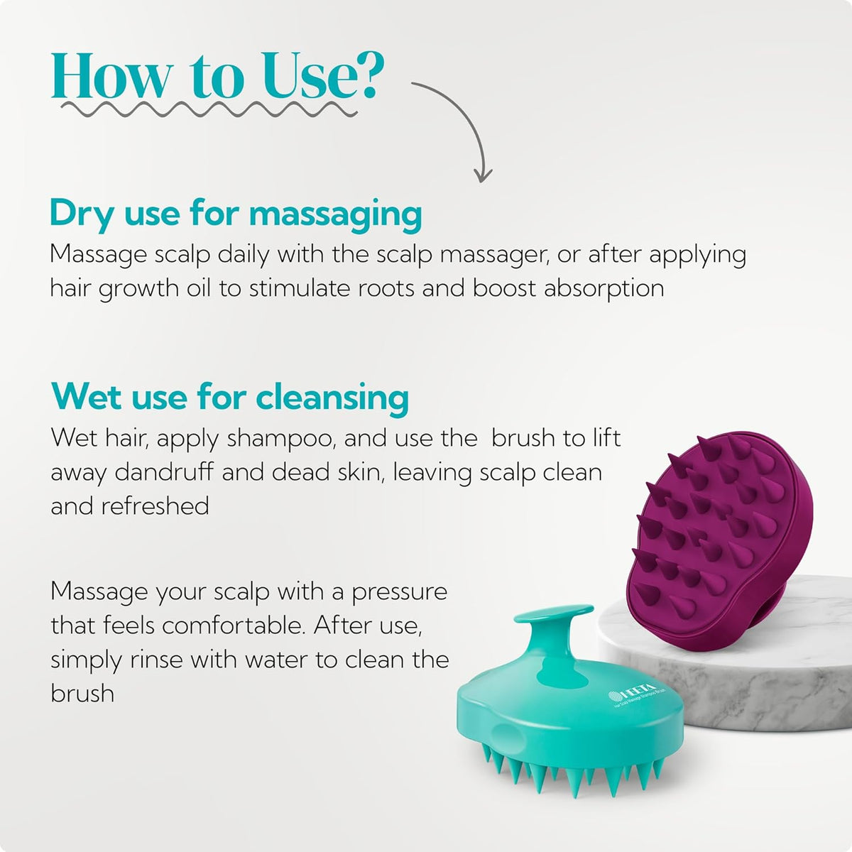 HEETA Hair Scalp Massager Shampoo Brush 2 Pack, Soft Silicone Bristles to Remove Dandruff
