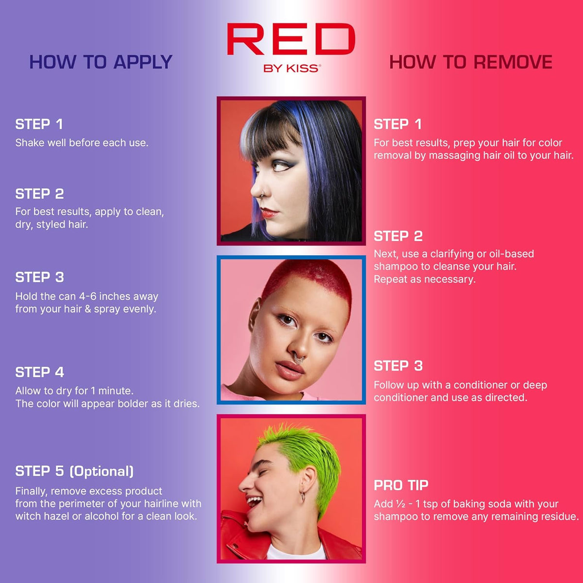 KISS Temporary Hair Color Spray Hair Dye Spray Hair Styling Spray One Day Instant Fast-Drying