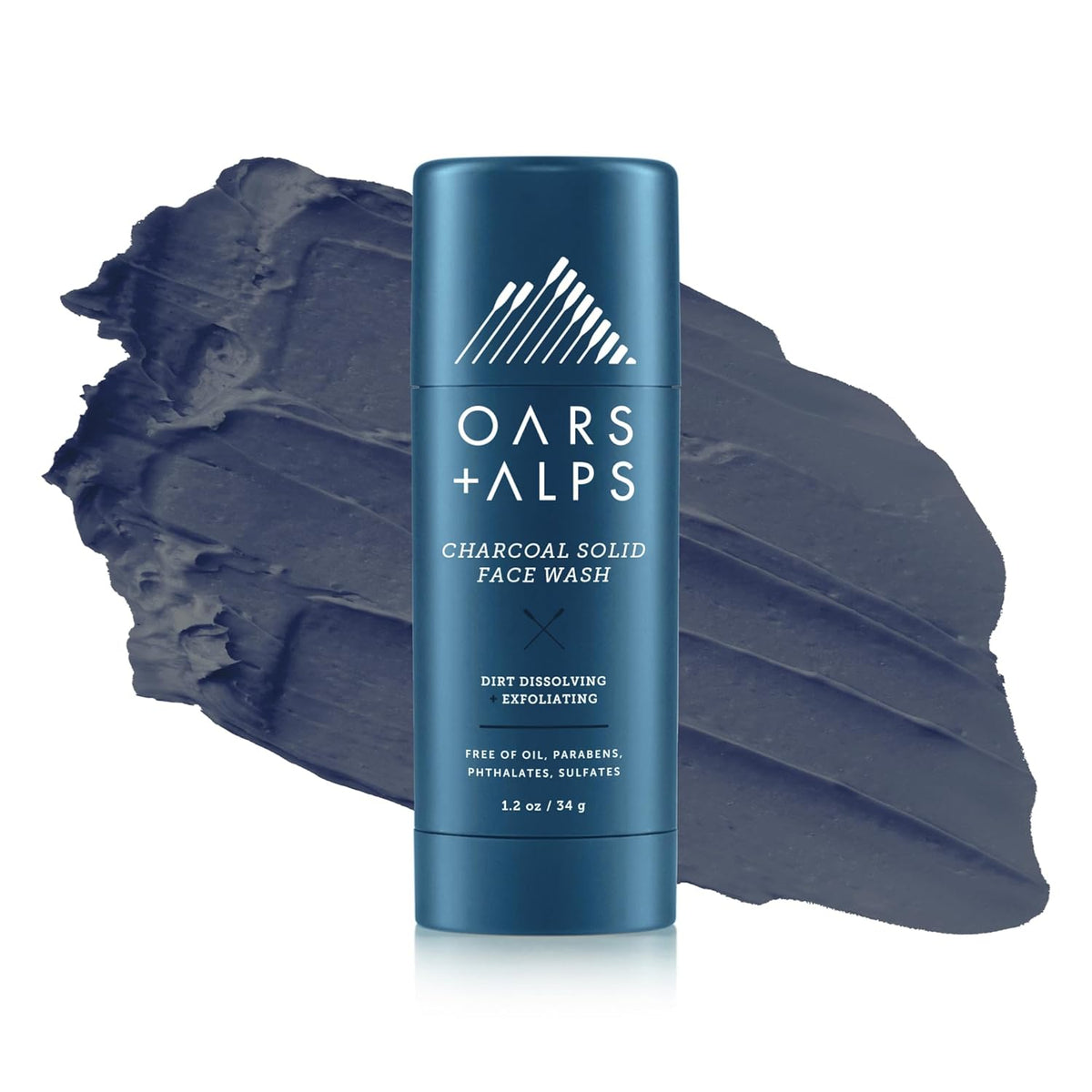 Oars + Alps Exfoliating Face Wash Stick, 2-in-1 Cleanser & Exfoliant with Activated Charcoal &