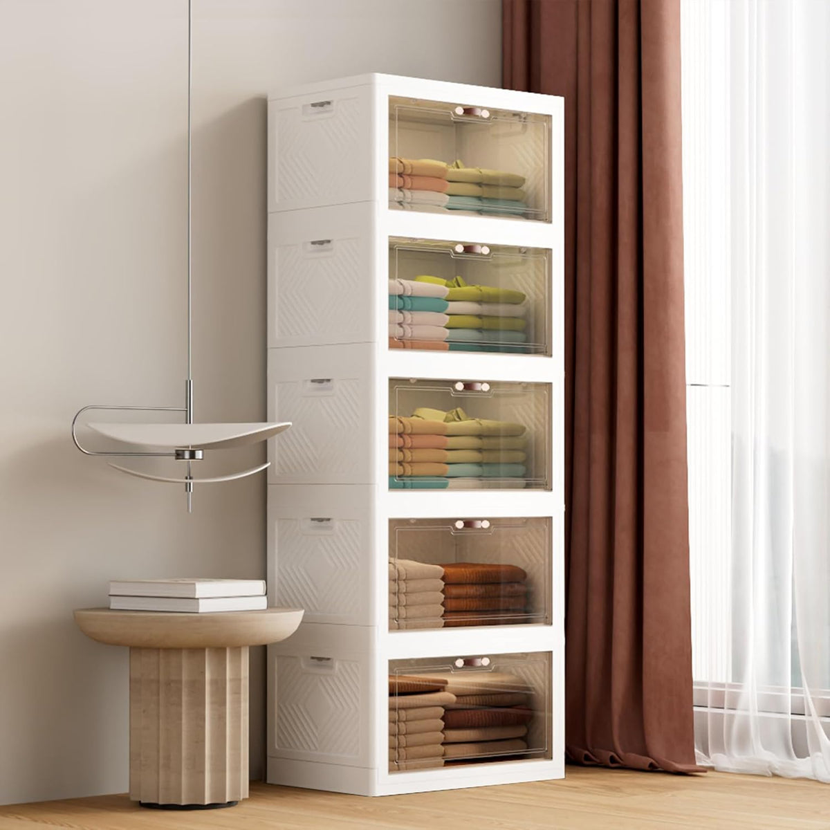 JOYMOOP 198 Qt Stackable Storage Bins with Lids, Closet Organizers and Plastic Storage Drawers for