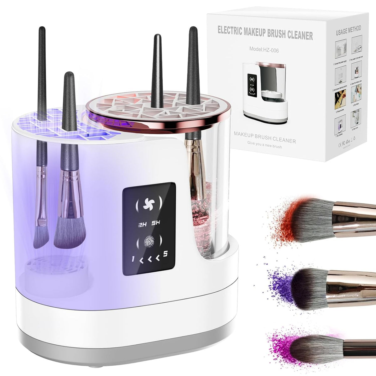 3 IN 1 Electric Makeup Brush Cleaner,Automatic Makeup Brush Cleaner with Makeup Brush