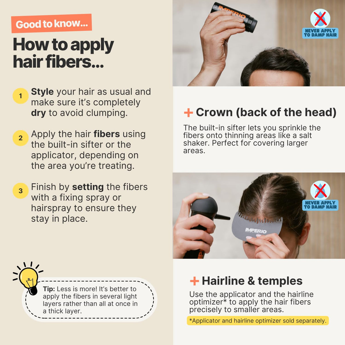 IMPERIO Hair Building Fibers for Thinning Hair - 26g Premium Hair Fibers for Women & Men - Dark