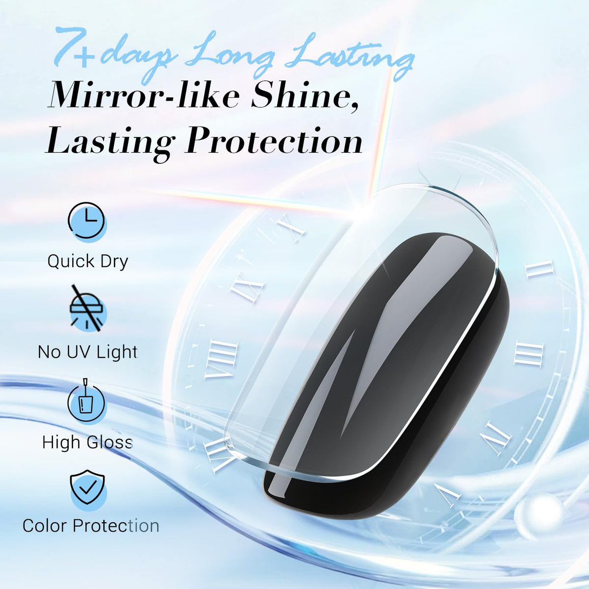 AZUREBEAUTY Natural Top Coat Nail Polish – Clear, Quick Dry, Long Lasting, Glossy Shine, Air Dry