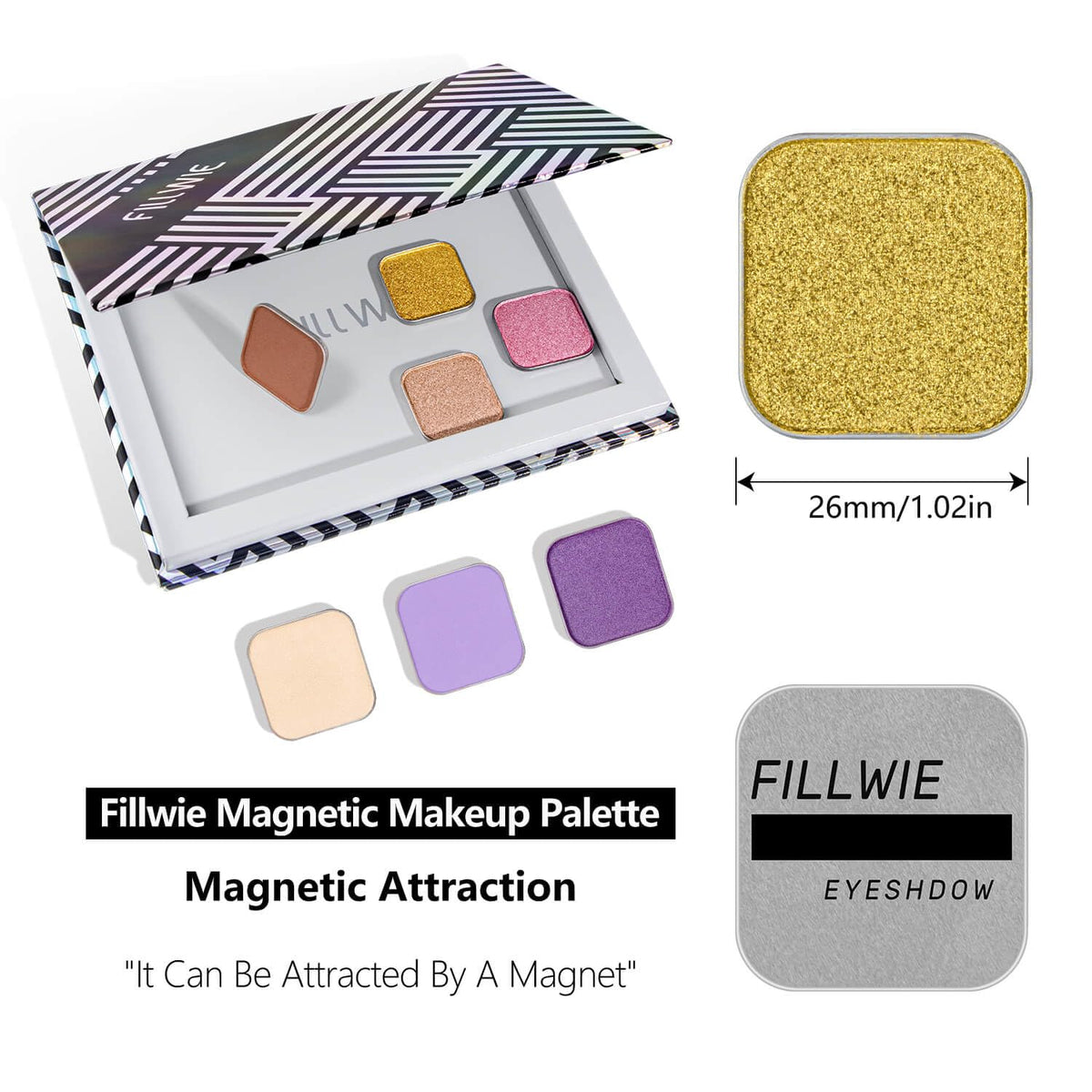 Magnetic Single Eyeshadow Gold Shimmer Highly Pigmented Blendable Longwear Powder in Magnetic