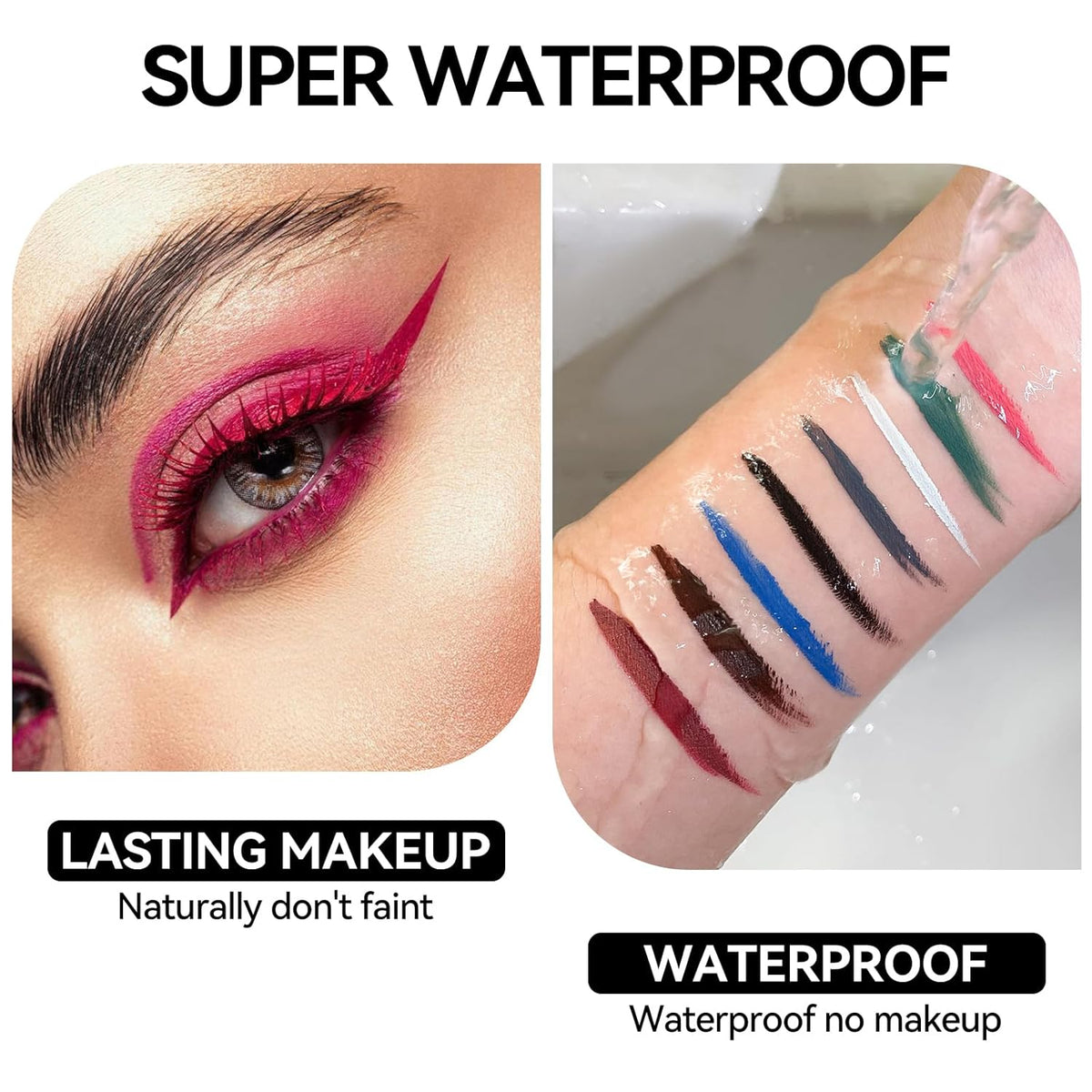Eyeliner Gel Set,Long Lasting Waterproof With 5.51 IN Long Eyeliner Brush,High-Intensity Pigments