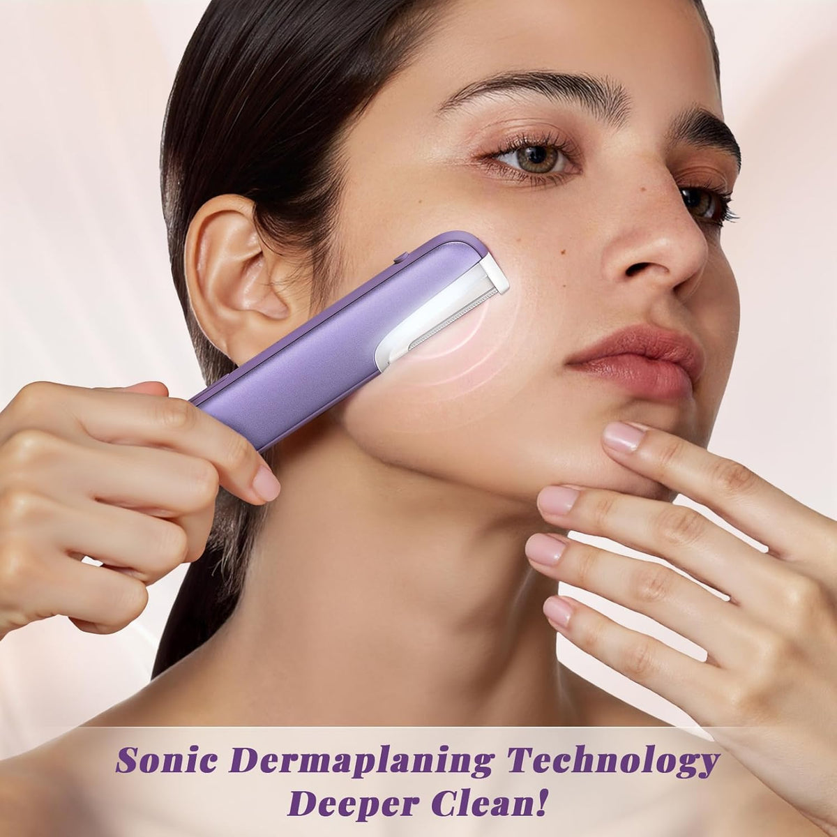 Dermaplaning Tool for Women - Facial Exfoliation & Peach Fuzz Hair Removal with Rechargeable Sonic