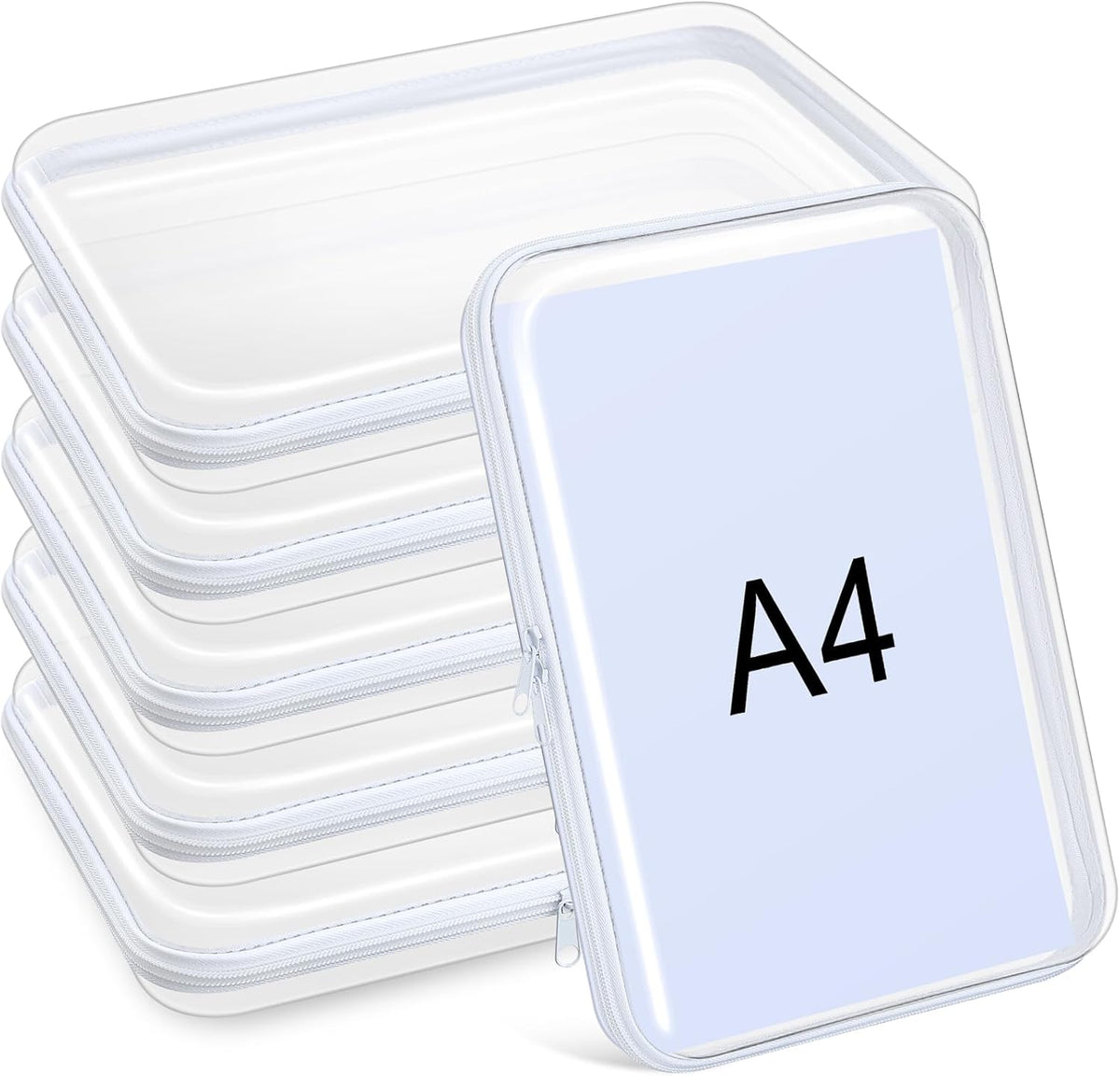 Sanwuta 6 Pcs Clear Hard Zipper Case Pencil Pouches Hard Plastic Zipper Pouches Makeup Bag