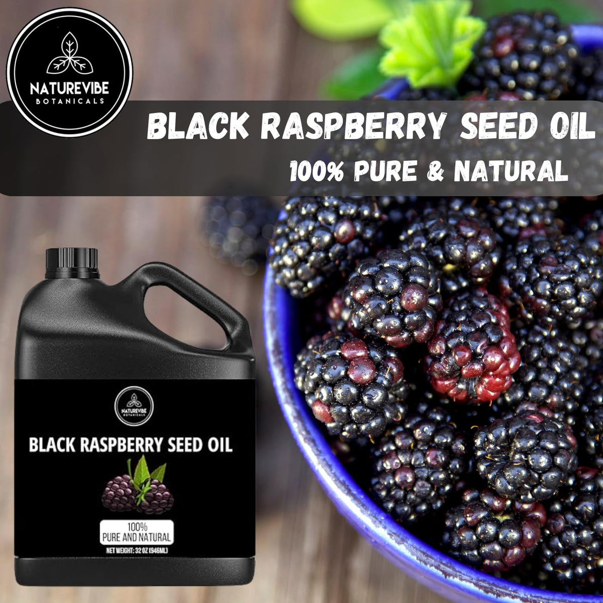 Naturevibe Botanicals Black Raspberry Oil 32 Ounces | 100% Pure and Natural | Great for Skin Care