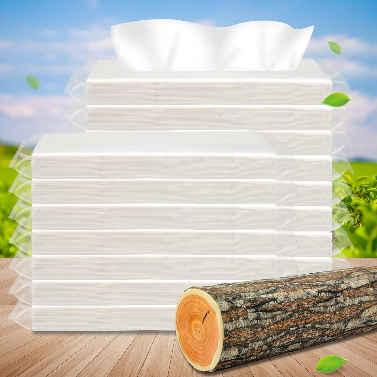 Car Tissue Refill, 12 Packets 600 Sheets, Disposable Soft Facial Tissues, Travel Size Pack for Car