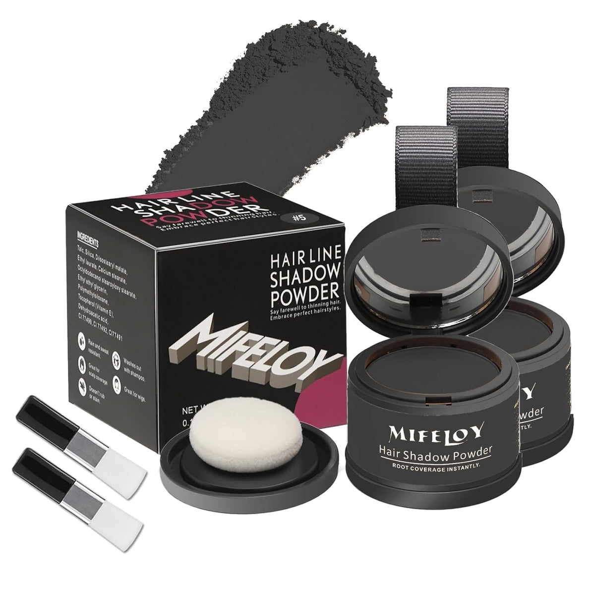 2 Pack Root Touch Up Shadow Powder, Gray Hair Cover Up, Women Color Root Coverage Powder for