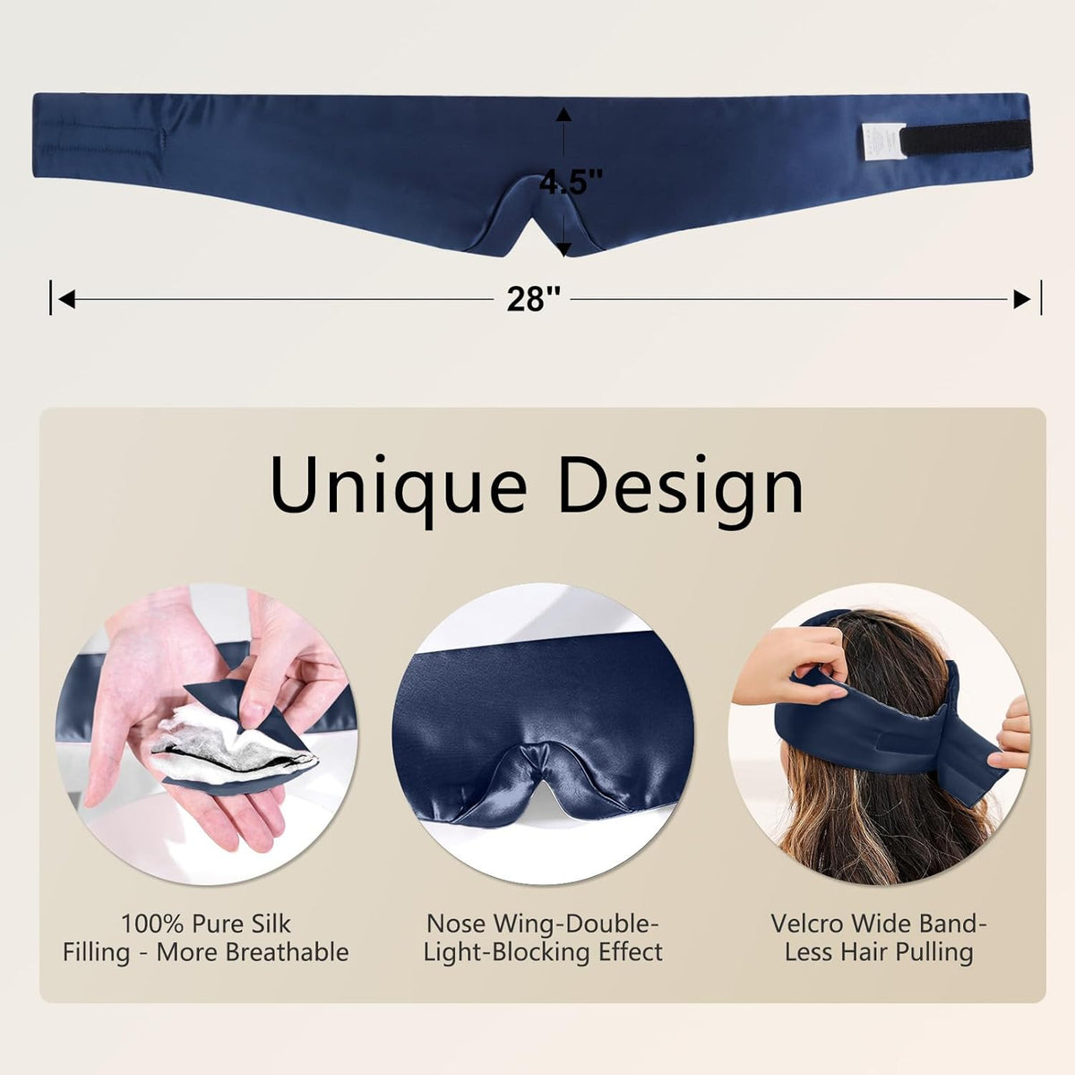 ZIMASILK 100% 22 Momme Mulberry Silk Sleep Mask - Full Silk Filled, Ultra-Soft & Breathable
