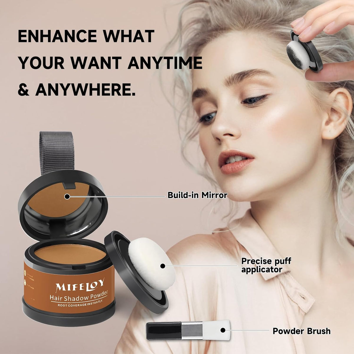2 Pack Root Touch Up Powder, Hair Color for Grays, Root Coverage for Women and Men, Concealer for