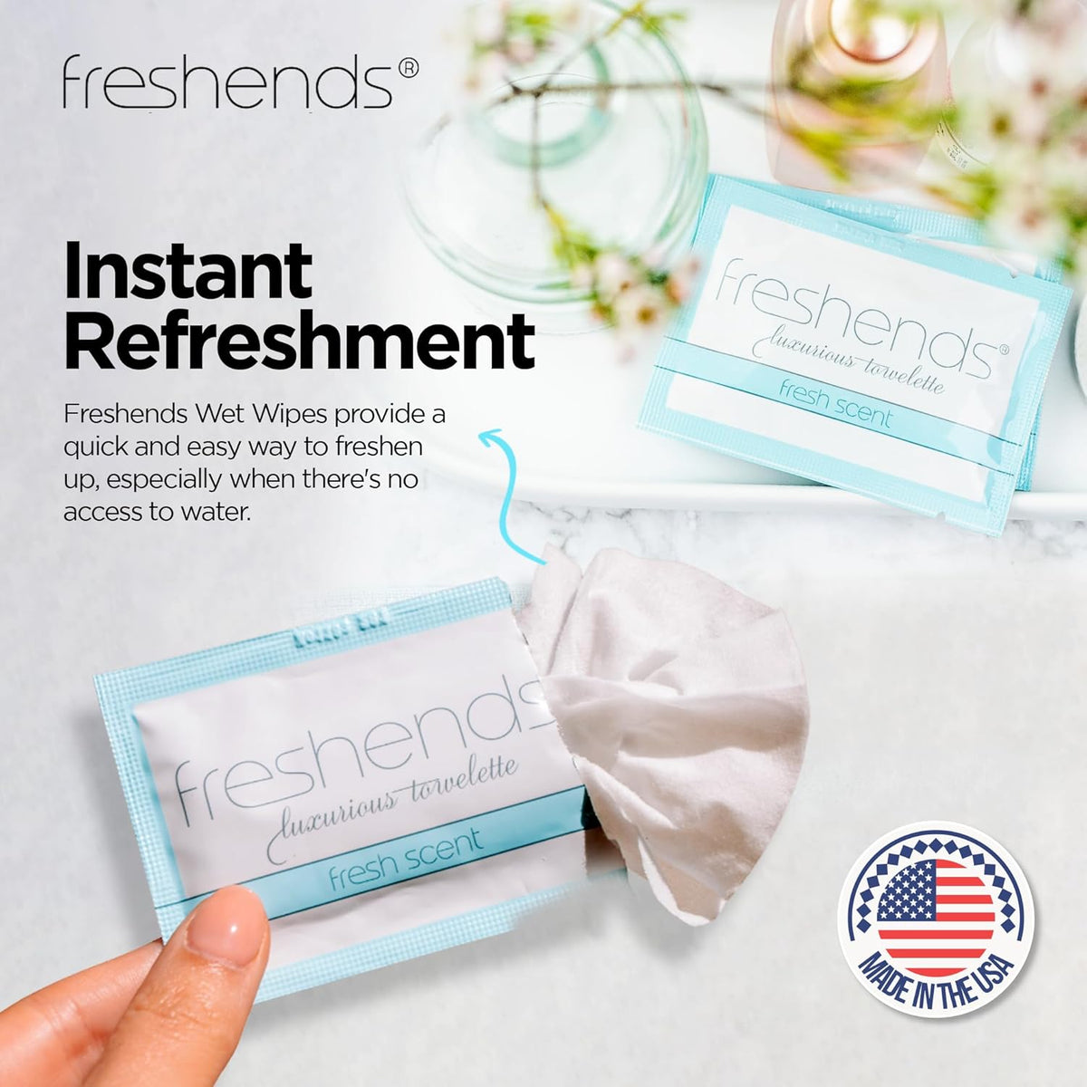 Freshends Flushable Individually Wrapped Wipes – Guest Bathroom Essentials for Weddings