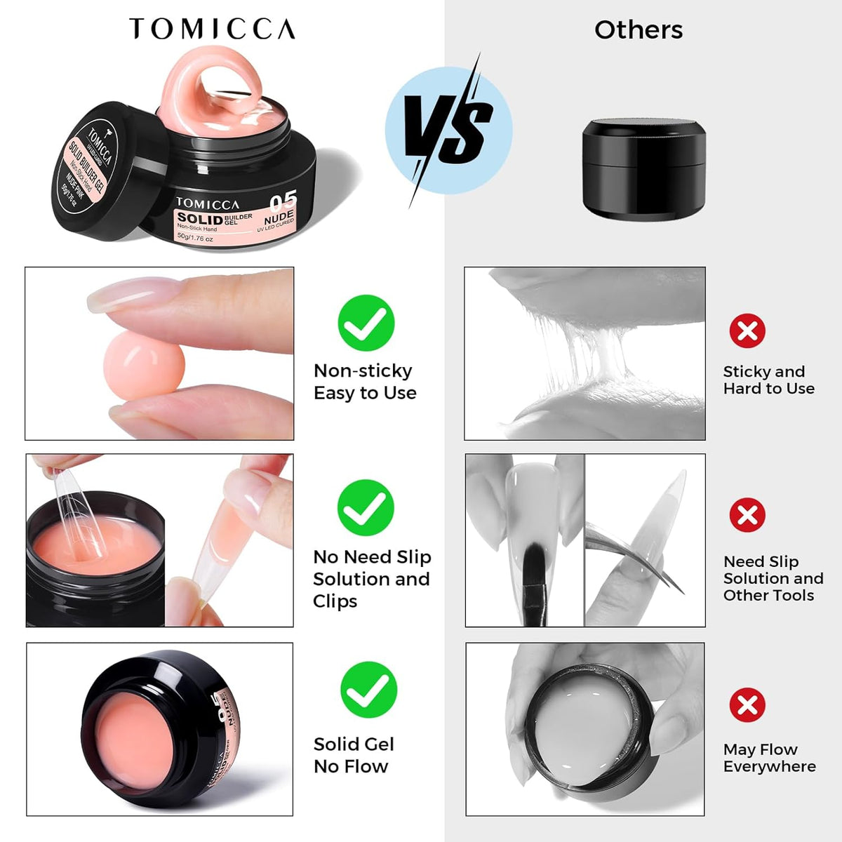 TOMICCA Hard Gel 3D Gel Nail Art Solid Builder Gel for Nails 50g 3D Nail Gel Sculpting Gel for Nail