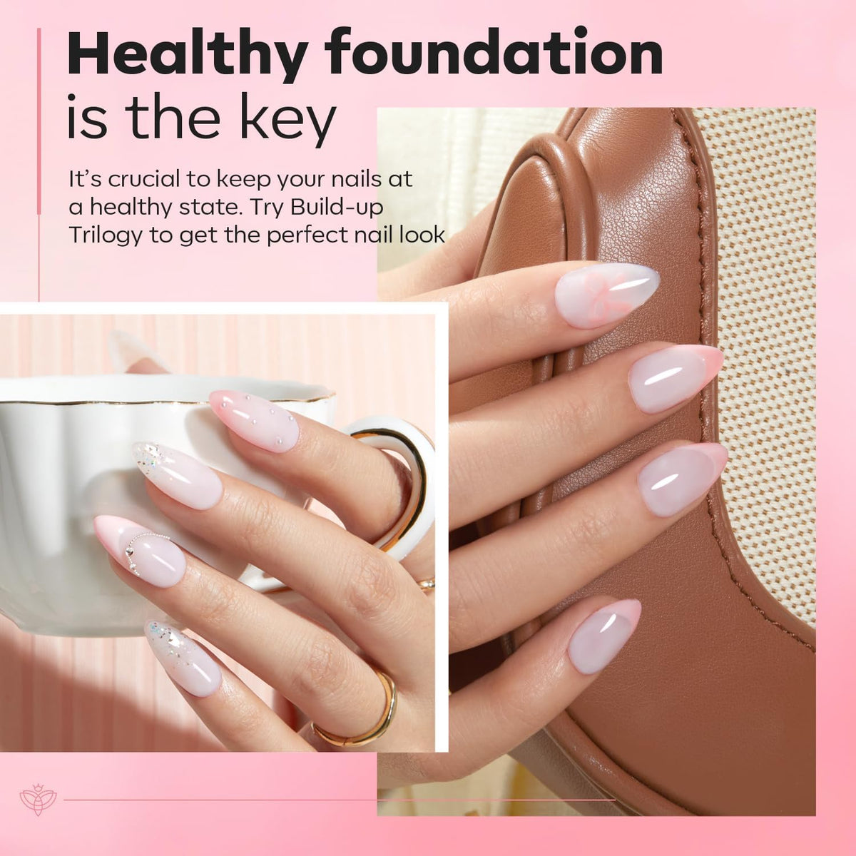 modelones Nail Dehydrator and Primer with Builder Nail Gel, 3Pcs Cover Nude Pink LED Gel Builder