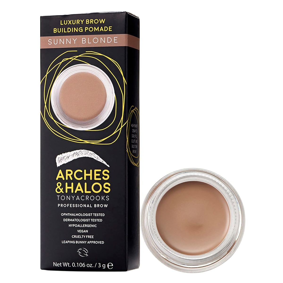 Arches and Halos Luxury Brow Building Pomade - Vegan Eyebrow Pomade - Creamy, Long Wearing Color