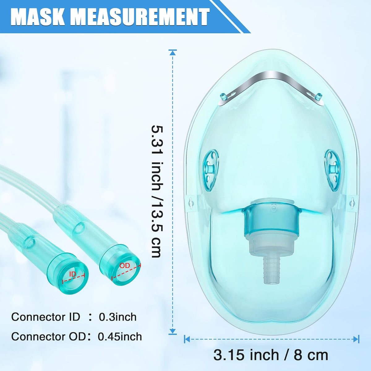 Geiserailie 2PCS L Oxygen Mask with 6.6 Ft Tubing and Adjustable Elastic Strap, Adult Oxygen Mask
