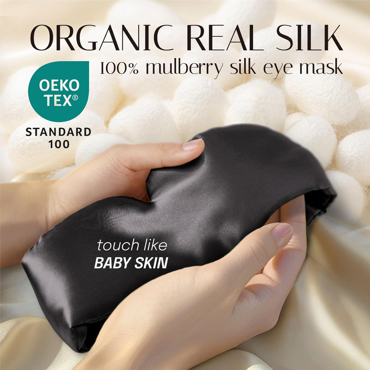 Silk Sleep Mask Soft Pressureless: 100% Mulberry Silk for Eye Skin Anti Wrinkles, Large Size for