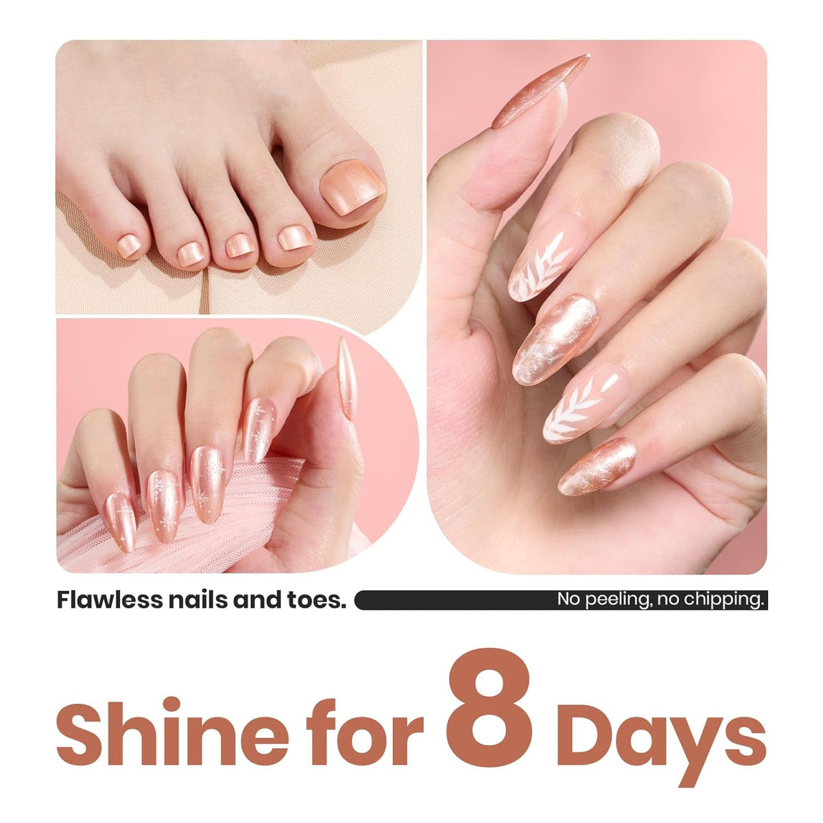 Beetles Pearl Nail Polish, 15ml Blush of Pearls Nail Polish, Champagne Pearl Color Fast Drying &