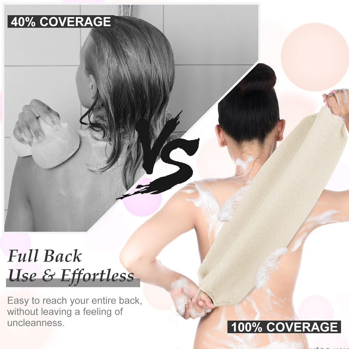 Moukeren Exfoliating Back Scrubber with Handles 4 Pack Nylon Back Exfoliator Extended Length