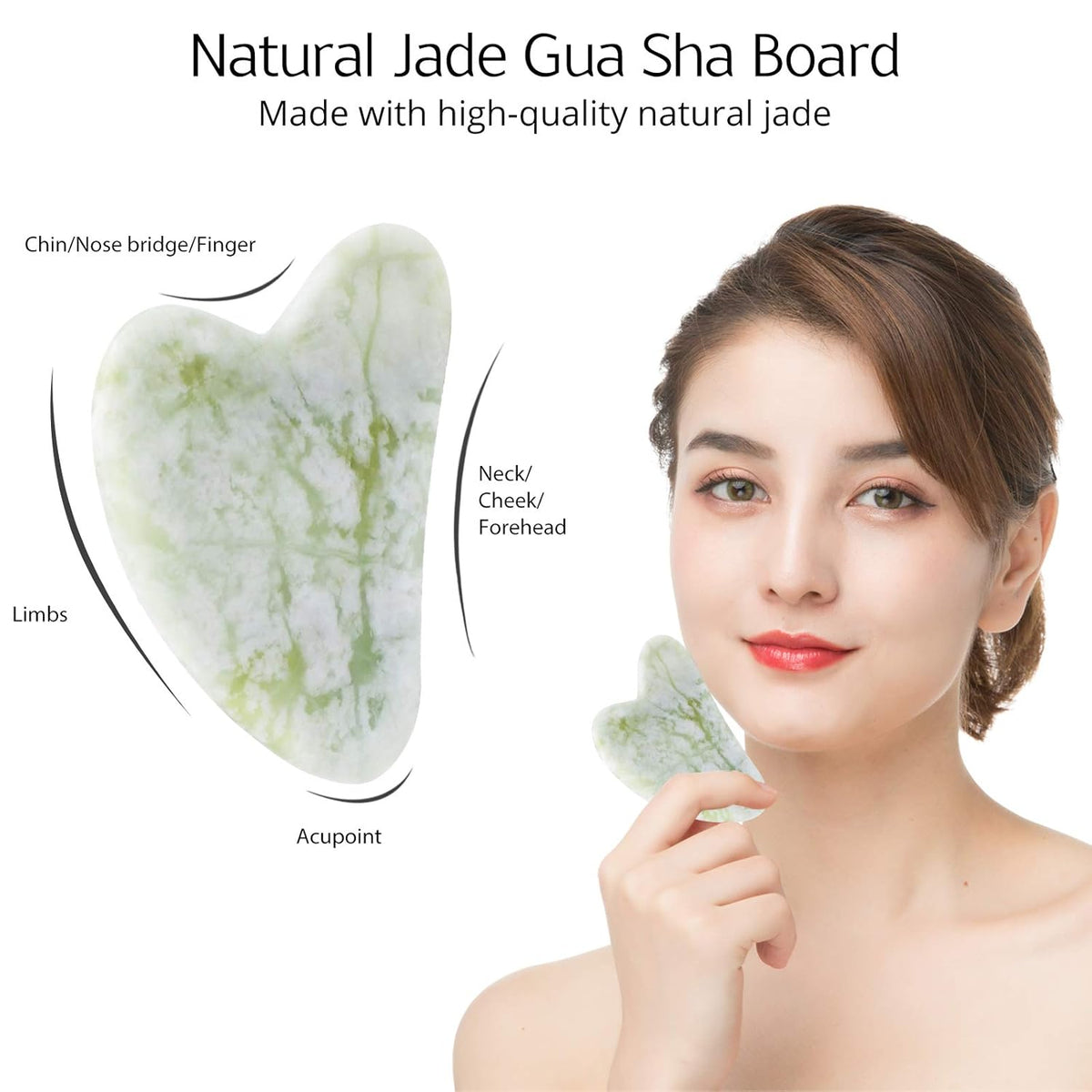 BAIMEI Jade Roller & Gua Sha Set Face Roller and Gua Sha Facial Tools for Skin Care Routine and