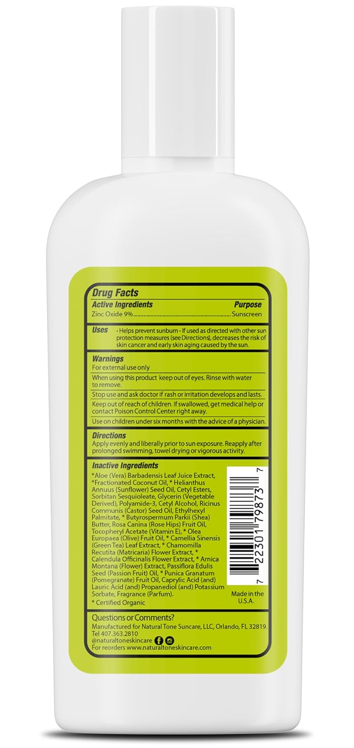 SPF15 Broad Spectrum Natural Sunscreen, Soothing & Hydrating Sunscreen Lotion, Plant-Based Sun