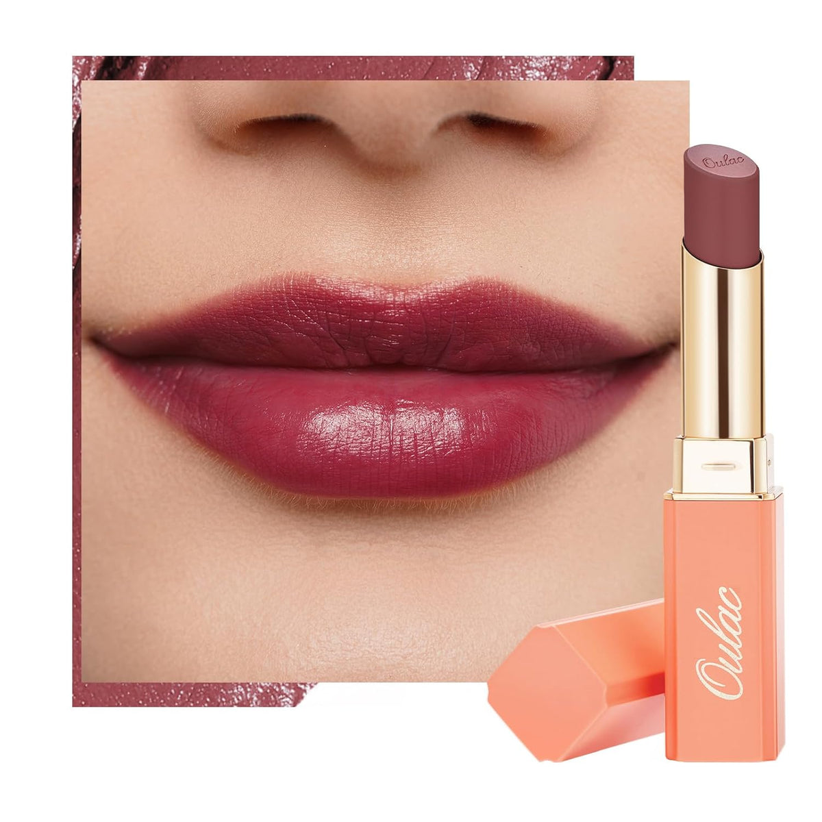 Oulac Plum Lipsticks for Women, Burgundy Matte Lipstick, Full Coverage Lip Color, Satin Matte