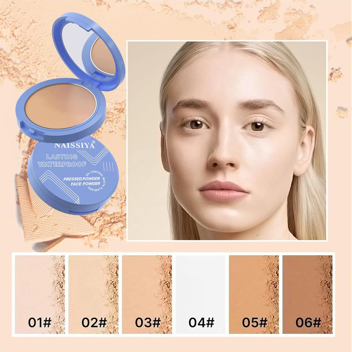 Oil Control Face Pressed Powder,Matte Smooth Flawless Setting Powder Makeup,Waterproof Long Lasting