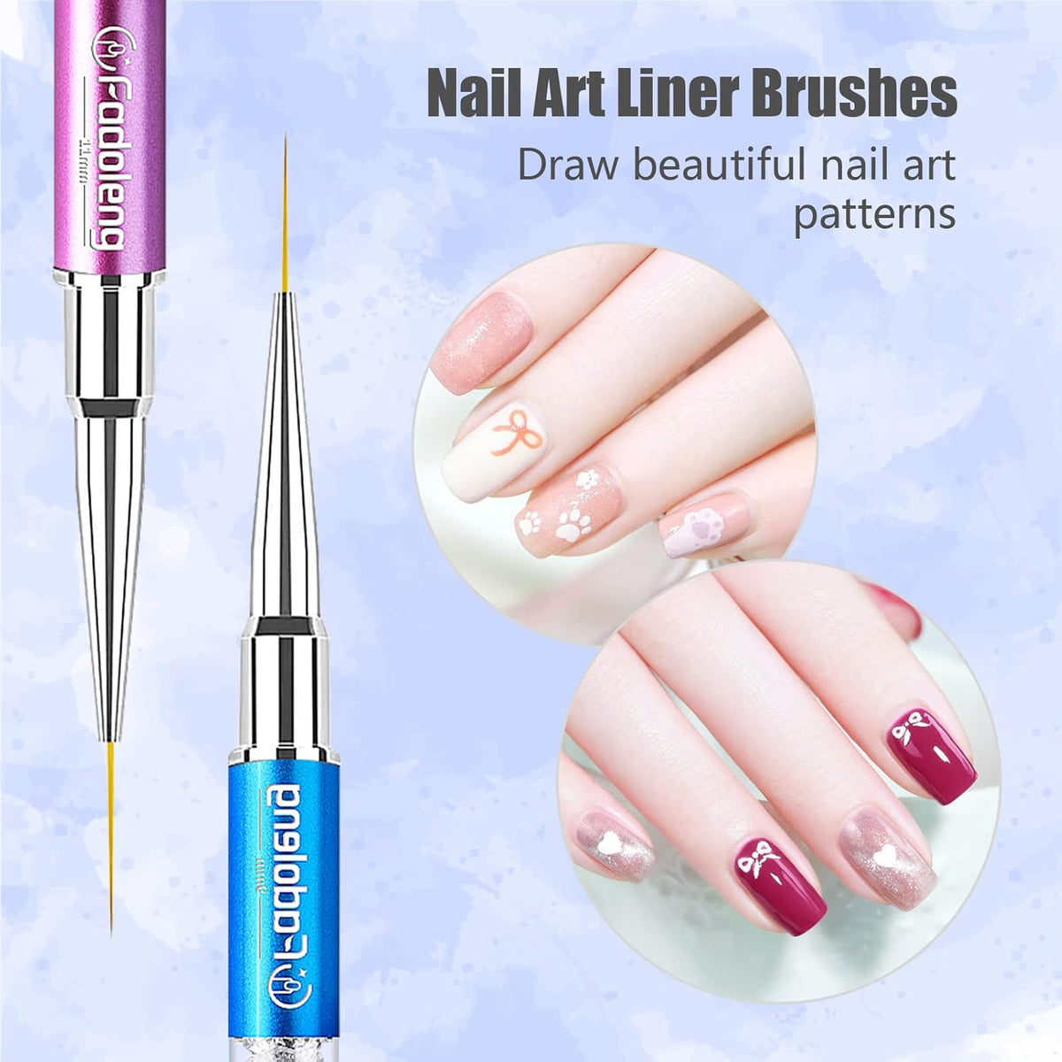 Nail Art Brushes, 7Pcs Nail Design Brushes for Salon at Home DIY Manicure with Nail Liner Brush and