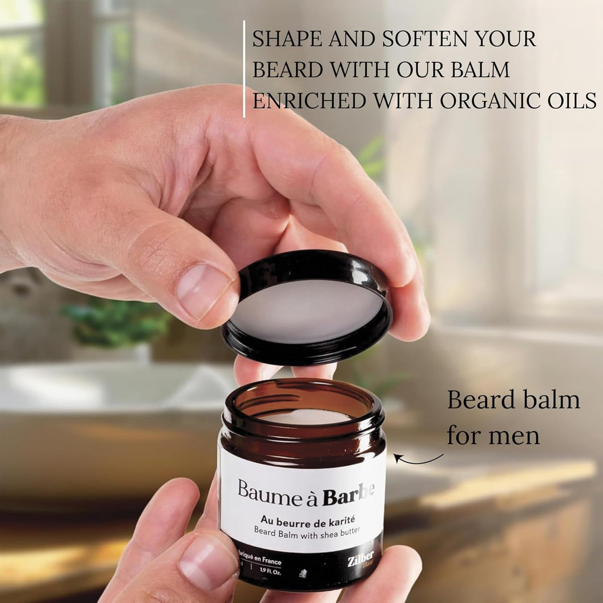 ZilberHaar - Beard Care Kit for Men - 1 Regular Beard Brush + 1 Beard Balm + 1 Moisturizing Cream +